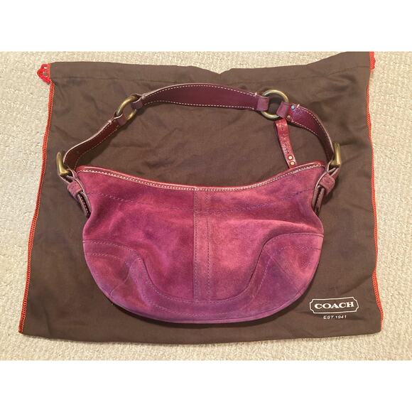 COACH Soho 9658 Hobo Bag Purple Suede Baguette Handbag Y2K Auth! Orig Owner! - Picture 6 of 12